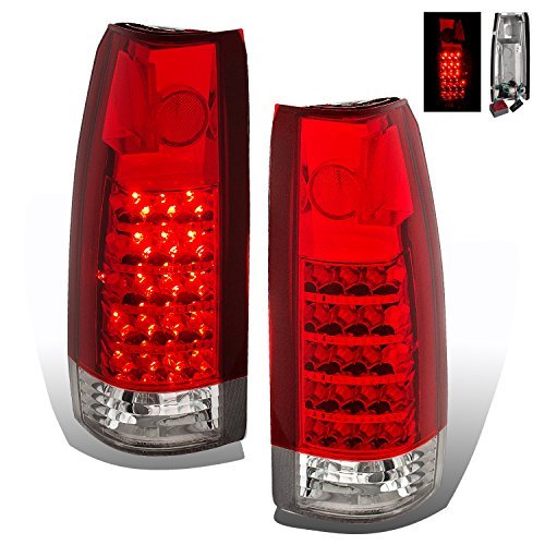 Red/Clear LED Tail Lights Assembly Set for Chevrolet Full Size - (Pair) Includes Driver Left and Passenger Right Side Replacement