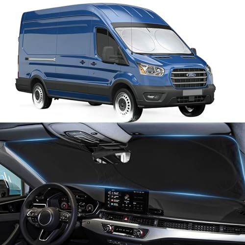 Sunshade for Transit Windshield Sun Shade Custom Fit for 2015-2025 2026 Ford Transit Wagon XLT Cargo Vehicle Connect Van XL Accessories Front Window Shield Cover Sun Visor Protector