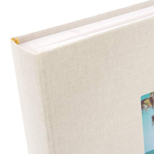 goldbuch 24823 Fotoalbum mit Fensterausschnitt, Bella Vista, Erinnerungsalbum 25 x 25 cm, Foto Album 60 weiße Seiten mit Pergamin-Trennblättern, Fotobuch aus Leinen, Sandgrau – Bild 4