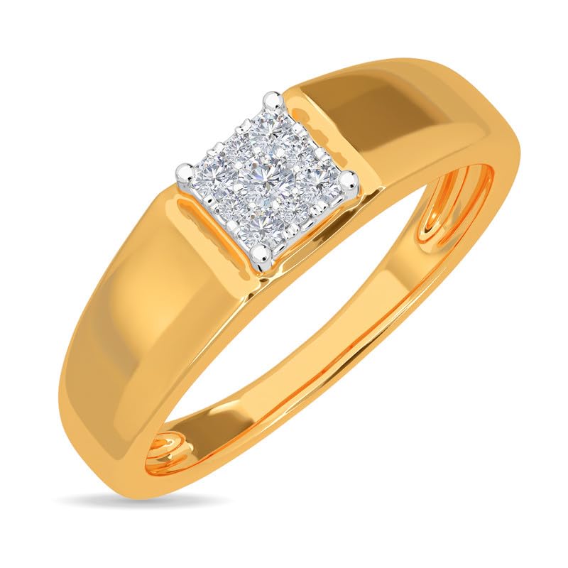 14k / 18k Real Gold & Diamond Ring | Diwali, Rakhi Rakshabandhan Gift for Brother, Husband | With Certificate of Authenticity & BIS-Hallmarked Gold Jewellery | Square Classic Band Ring For Him