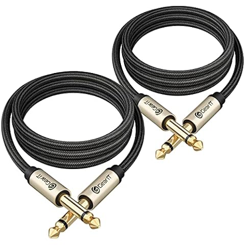 GearIT Guitar Instrument Cable (3ft 2-Pack) 1/4 Inch to 1/4 inch TS Straight Male to Male 6.35mm Mono Jack with Alloy Connector and Nylon Braid Cover