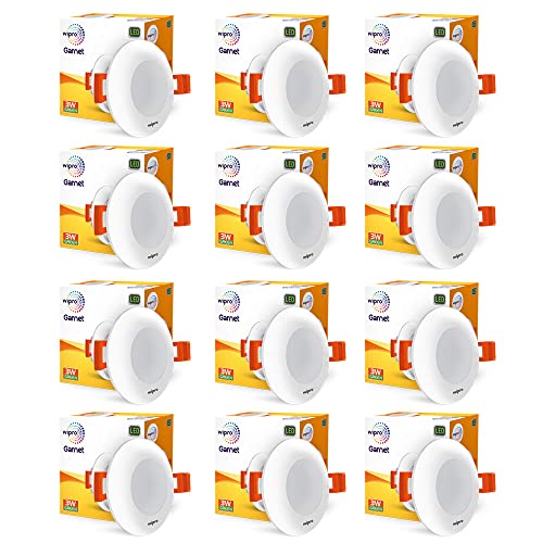 Image of Wipro Garnet 3W Led Mini Downlight for Home & Cabinet| Green |Compact Design with 120 Beam Angle|Recessed Down Light for False Ceiling|Cutout-2.3 Inch|Pack of 12