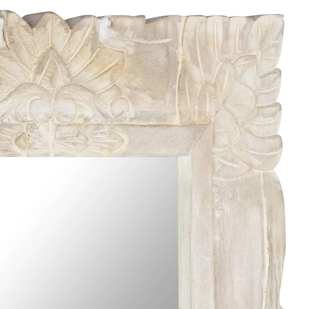 Genérico Espejo de Madera Maciza de Mango Blanco 80x50 cm,Casa y jardín,Decoración,Espejos,321633