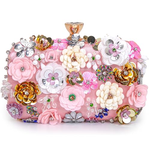 Image of BBTT.ful Women Clutches Flower Evening Handbag Chain Strap Shoulder Bag handbag Wedding bag purse