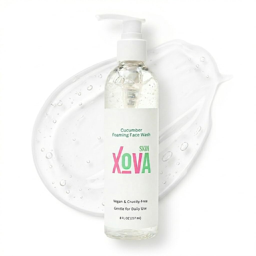 XOVA Cucumber Foaming Face Cleanser, Gentle Face Wash for All Skin Types Including Sensitive Skin, 8 oz