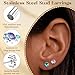 LOYALLOOK 12 Pairs Stainless Steel Round Cubic Zirconia Birthstone Stud Earrings for Women 4mm