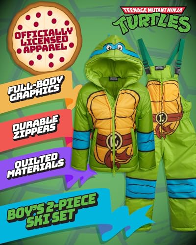 Teenage Mutant Ninja Turtles Boys' Ski Set - 2 Piece Leonardo Ski Jacket and Snow Bib Pants for Toddlers/Little Boys (3T-7)2
