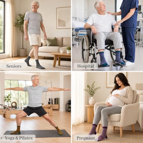 Image of Artfasion Non Slip Grip Socks Men: Fall Prevention Hospital Seniors 9-15