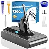 High Endurance V8 Battery Replacement Compatible for Dyson V8 Animal/Absolute/Motorhead/Fluffy/SV10 Carbon Fibe Vacuum Cleaner, 7200mAh 25.2V Upgraded Runs Stably for Long-Term Use Battery with Filter