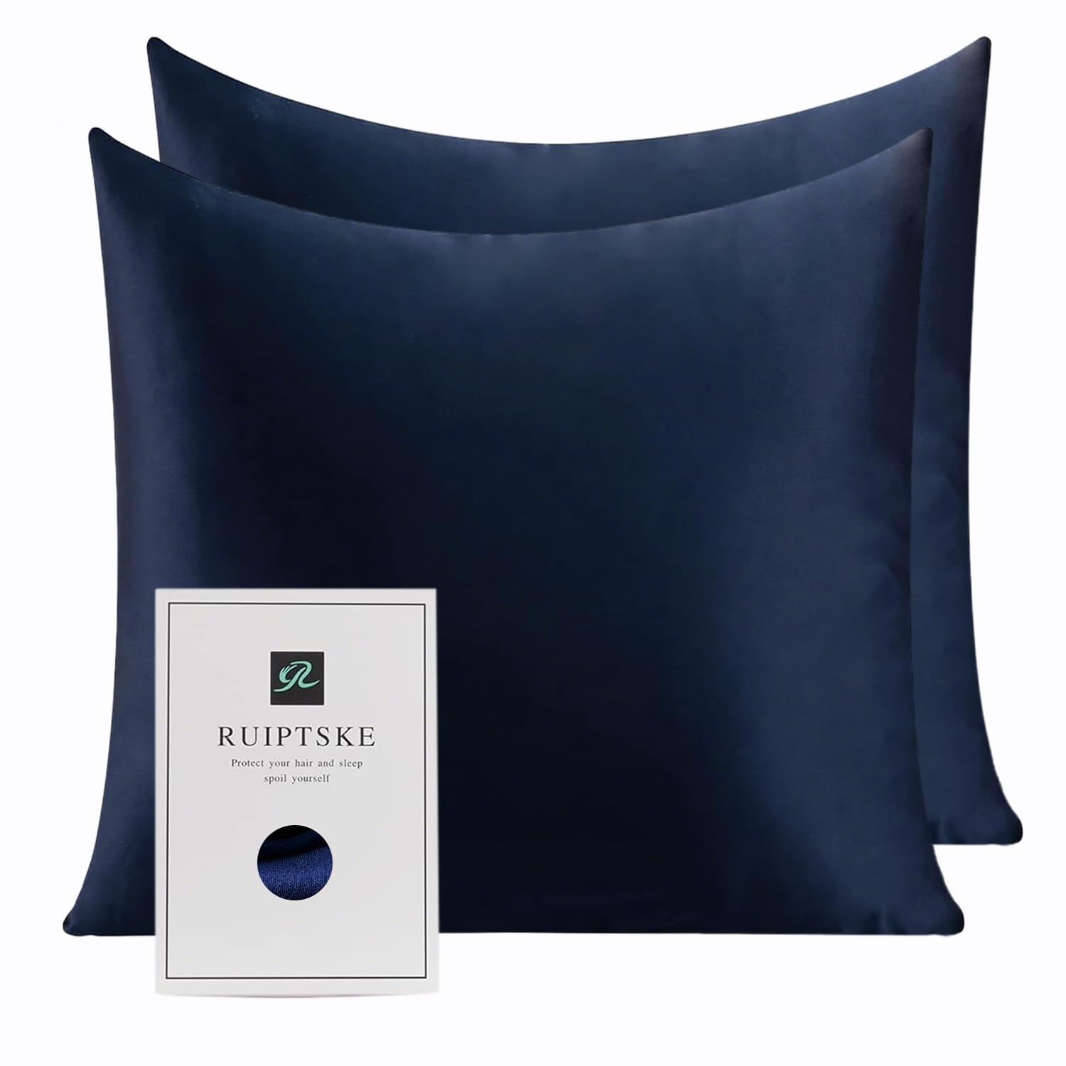 Natural Silk Pillowcase Hypoallergenic 22 Momme 100% Silk 600 Thread Count with Concealed Zip (Blue 2PSC, 40x40cm) — image 1