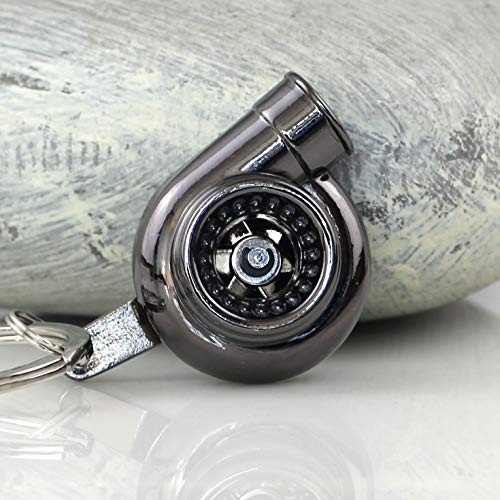 Image of maycom Creative Spinning New Turbo Turbocharger Keychain Key Chain Ring Keyring Keyfob (Gunmetal Black)