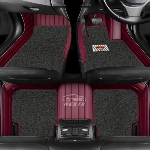 Image of 10D Car Floor Mat for Tata Sierra Ev | Nappa Leather | Luxurious & Elegant Look | 100% Waterproof and Washable | Custom Fitted |- Cherry with Black