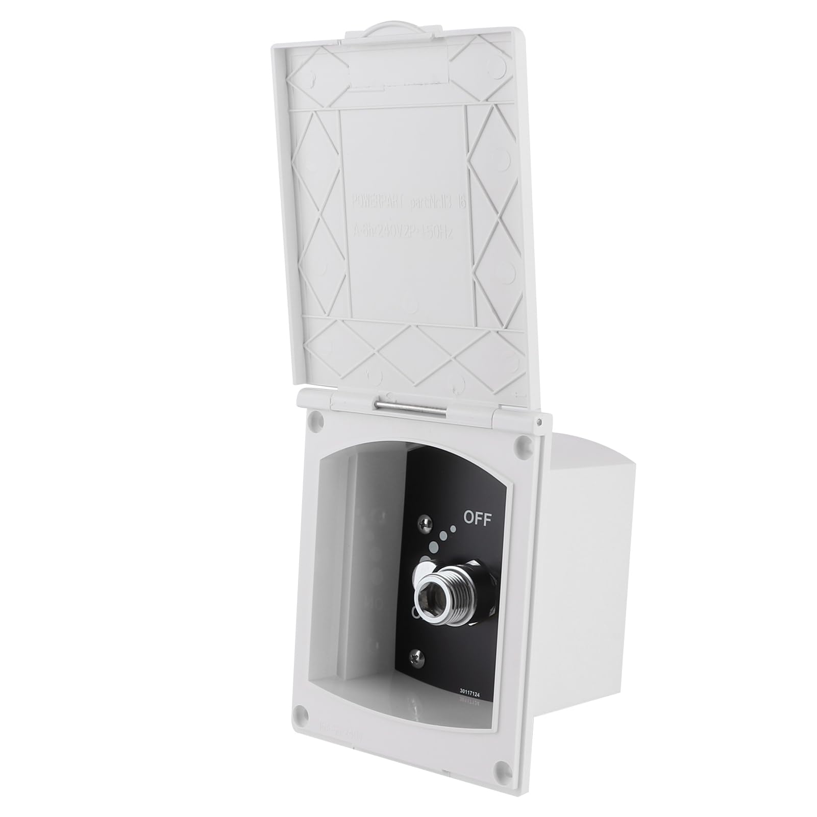 Akozon Caja de Ducha Exterior para RV de 1/2 Pulgadas, Salida de Entrada Blanca para RV, Barco, Autocaravana, Suministro y Drenaje de Conexión Rápida, sin Manguera/Cabezal Incluido