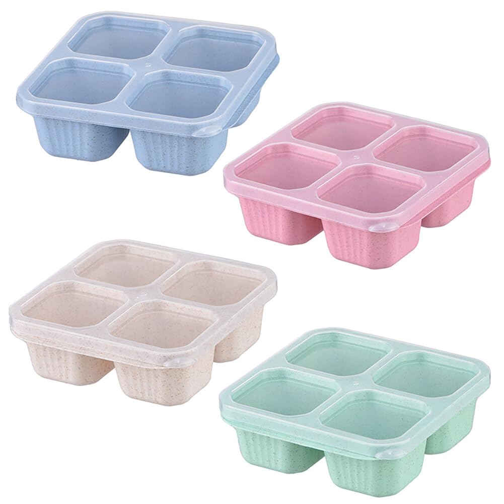 Scatola Snack 4 Pezzi Con Scomparti - Lunch Box Riutilizzabile Impermeabile Per Frutta, Merenda E Ufficio - Foto 3