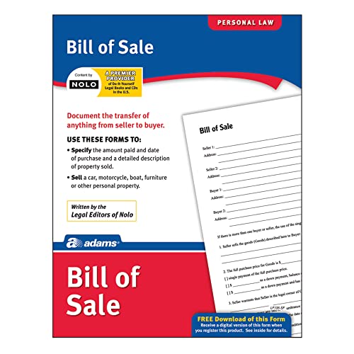 Adams Bill of Sale, Forms and Instructions (LF135)