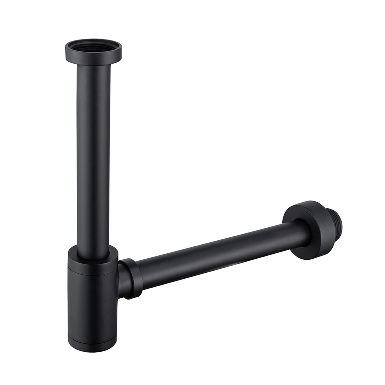 P Type Trap Basin Drain Siphon Bathroom Sink Plumbing P-Trap Pop Up Filter Fixture Stopper Set Washbasin Hose Accessory for Home(Matte Black)
