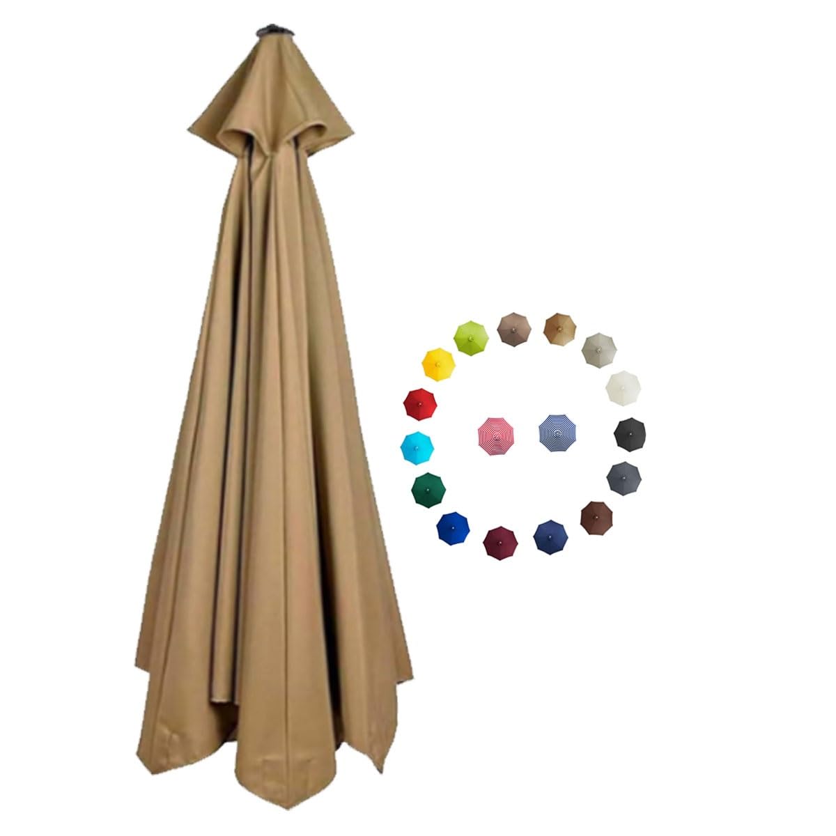 Replacement Parasol Canopy 2.0/2.3/2.7/3.0m Patio Umbrella Replacement Canopy 6 Arms/8 Arms Canopy Replacement Cover for Garden Market Beach Umbrella (Color : Brown, Size : 2.7m/9FT-6Ribs)