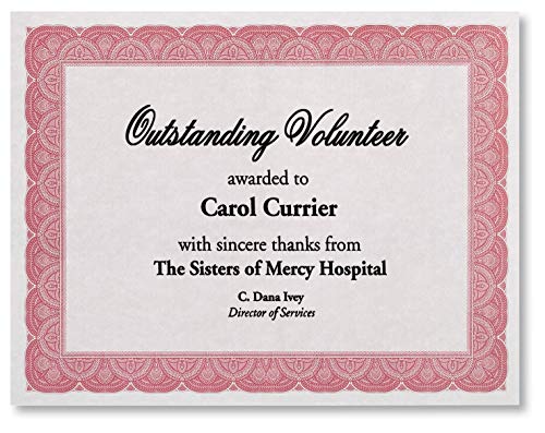Paperdirect Stratton Gray Standard Certificate Paper, Maroon Border, 8 1/2 Inch X 11 Inch, 28Lb Parchment, Certificates And Awards Paper, 100 Count, For School, Work, Diplomas & Award Certificates #TOP2