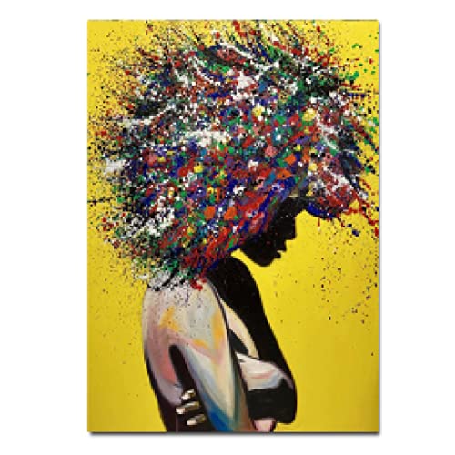 Toile graffiti abstrait pop art coloré 60x90cm sans cadre pour salon