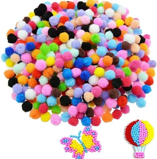 Colored Hair Balls, 250 Pieces 1 Inch Assorted Pom Poms, Craft Pom Pom Balls, Colorful Pompoms for DIY Creative Crafts Decorations, Kids Craft Project