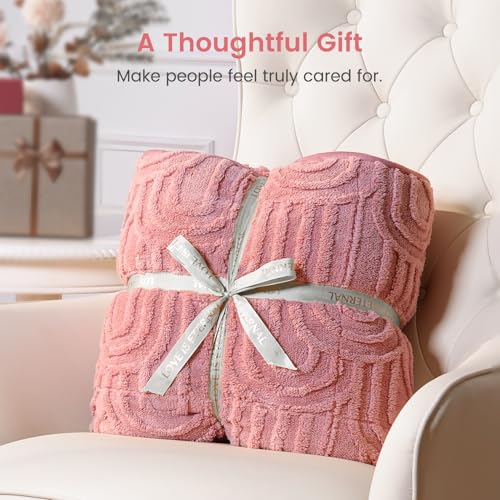 Image of Sherpa Fleece Adult Weighted Blanket Great for Sleep, 15 lbs Dual Sided Soft Fuzzy Heavy Blankets for Couch Bed Sofa, Cozy Warm Arched Jacquard Throw for Winter (Apricot Pink, 48 inch x 72 inch, 15 Pounds)