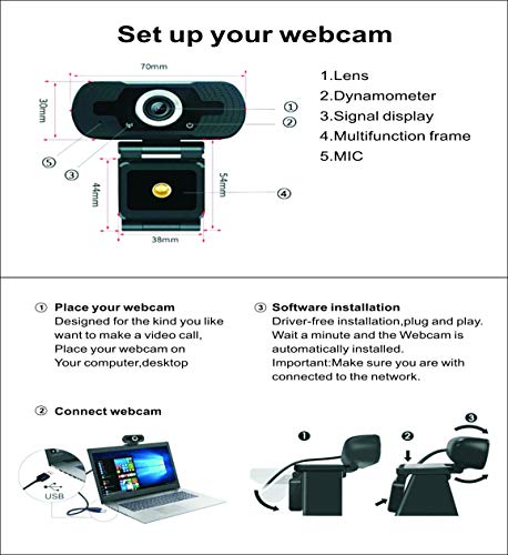 1080p webcam met microfoon, Full HD 1080p / 30fps videogesprekken, heldere stereo-audio, voor desktop-pc, MAC, laptop… - Image 8