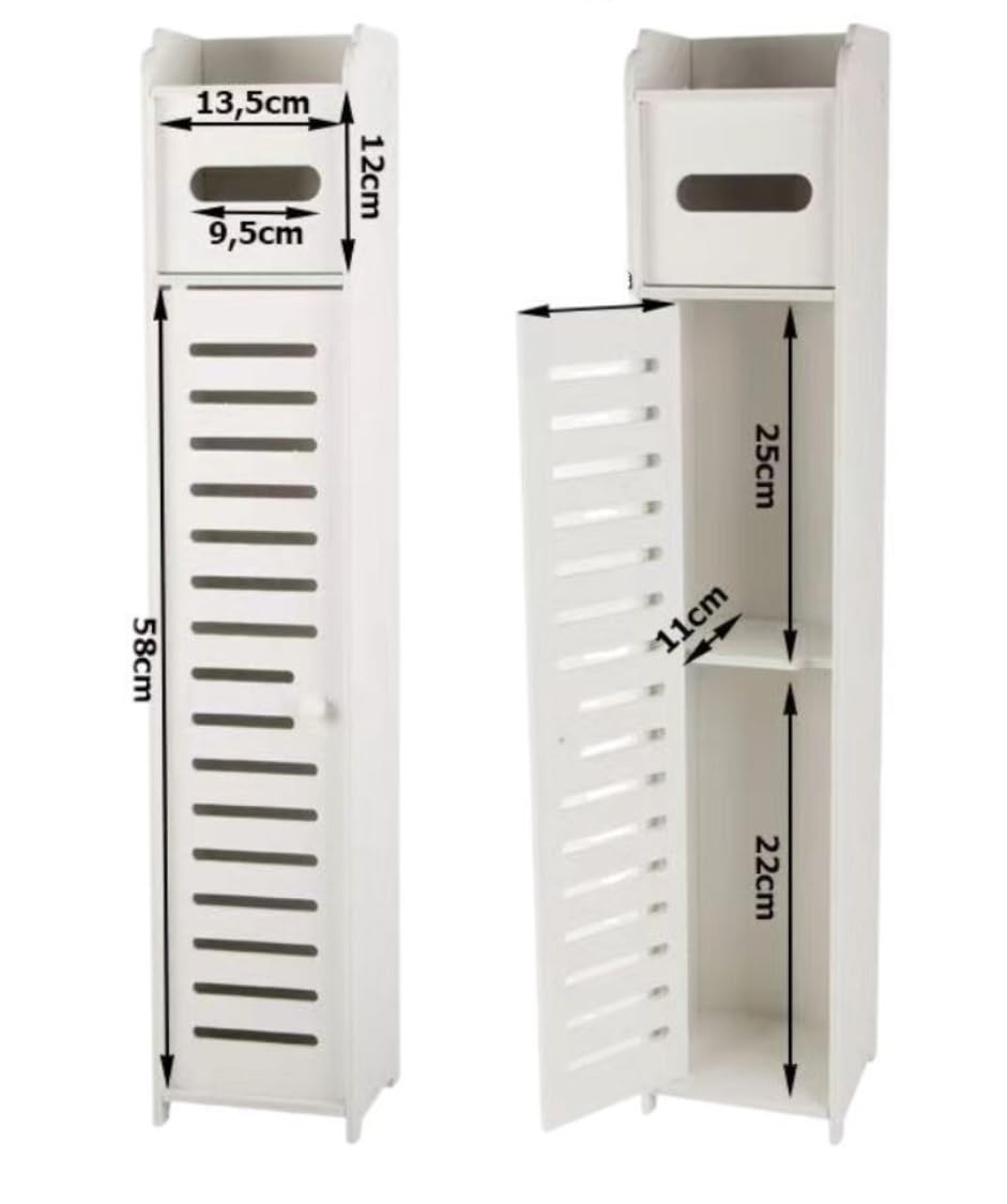 Bdit Porta Oggetti da Bagno Slim Salvaspazio con Apertura Push to Open – Mobile Bagno Verticale Bianco 79x15x15 cm, Armadietto Porta Carta Igienica, Detergenti e Accessori, Resistente all’Umidità