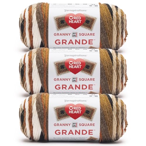 Image of Red Heart Granny Square Grande Yarn for Crocheting, Almandine, 3-Pack