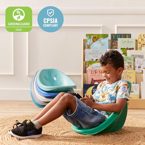 Image of ECR4Kids Plastic Leaf Scoop Floor Rocker Seat, Classroom Furniture, Contemporary, 6-Piece