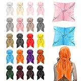 Coloch 20 Pack Satin Head Scarf for Women, 35' Large Square Neck Scarf Silk Like Hair Bandana for Sleeping Solid Color Lightweight Night Hair Wrap for Women, Girl