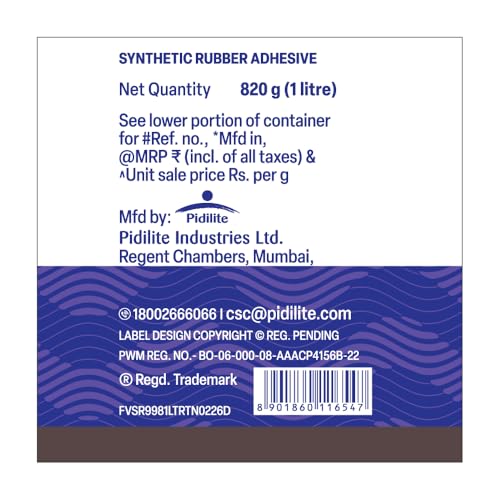 Image of Fevicol SR 998, 1 Litre | Best for Rubber, Fabric & Leather Furniture, Plywood, Lamination, Packaging, Crafts, DIY, Metal & Wood Bonding, Water & Heat Resistant, Fast Setting, Strong Durable Bond