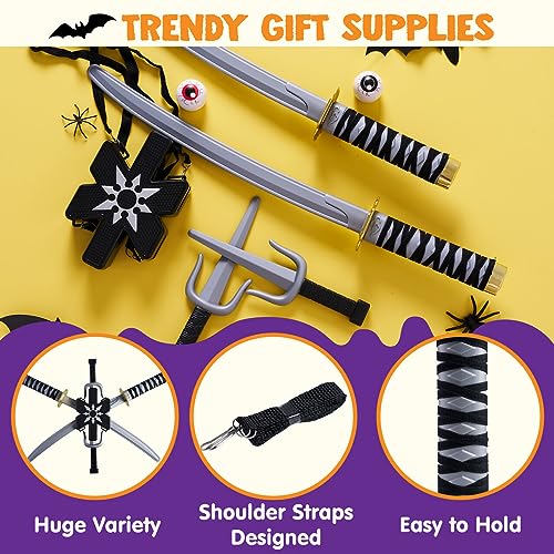 Spooktacular Creations Ninja Swords, Backpack Weapon Toy Set with Swords and Knives for Kids, Ninja Costume Accessories for Cosplay, Dress-up Party3