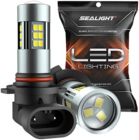 SEALIGHT H10/9145/9140 LED Fog Light Bulbs, 6000K Xenon White, 27 SMD Chips, 360-degree Illumination, Non-polarity, Pack of 2