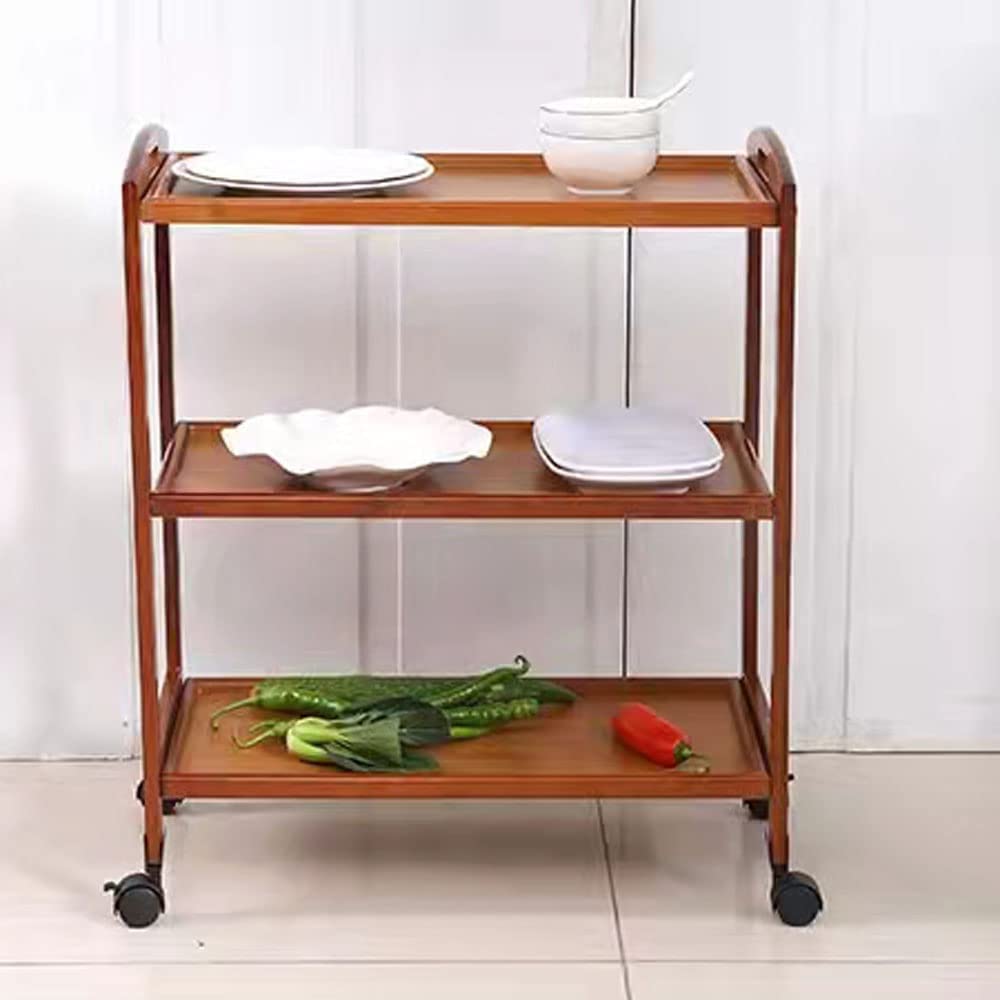 Buy 3 Tier Kitchen Trolley Cart Utility Serving Cart Bamboo Wood