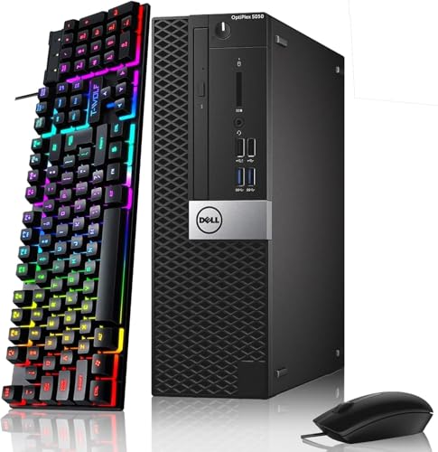 Image of Dell OptiPlex 5050 SFF Desktop Computer PC Set with 24 inch FHD Monitor, Intel Core i5-6500, 16GB RAM, 256GB SSD, Keyboard & Mouse, Wi-Fi, 2 DisplayPort, HDMI, Windows 11 Pro (Renewed)