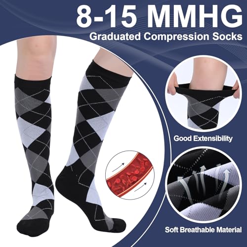 10 Pairs Men's Calf Dress Compression Socks 8-15mmhg Light Compression Socks Graduated Support Stocking for Men Father Christmas Gift4