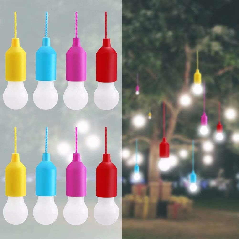 Lampop 8 Pack LED Pull Cord Light Bulb Battery Operated Bulb Light