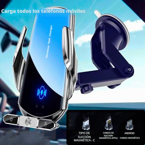 Cargador inalámbrico para coche Qi 15W y soporte de móvil para iPhone y Android 3
