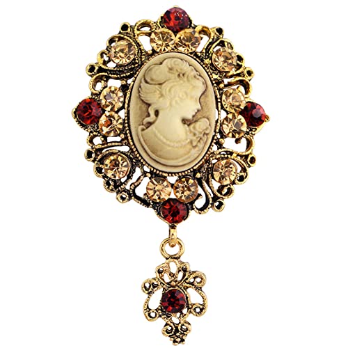 Image of lureme Vintage Elegant Victorian Lady Beauty Cameo with Crystal Brooch Pin (br000017)