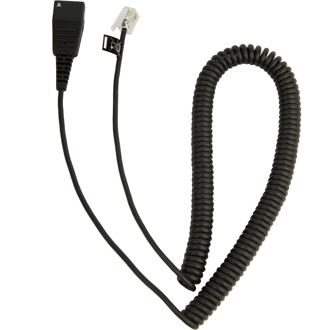 Jabra QD Cord, Coiled, Mod. Plug - Cable para teléfonos fijos (Coiled, Mod. Plug, QD, RJ10)