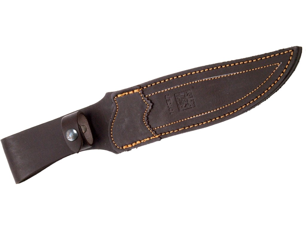 joker Coltello da caccia Antilope, pezzo unico con ghiera in legno d'ulivo e lama dritta da 19,5 cm, custodia in pelle, CO02 per attività di Pesca, l'Escursionismo, Il Campeggio