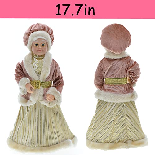 17.7In Santa Claus And Mrs. Claus Figurines, Christmas Standing Santa Couple Statue Plush Doll, Animated Santas Plush With Gift Bag For Christmas Window Display Scene Home Desktop Decor-A #TOP6