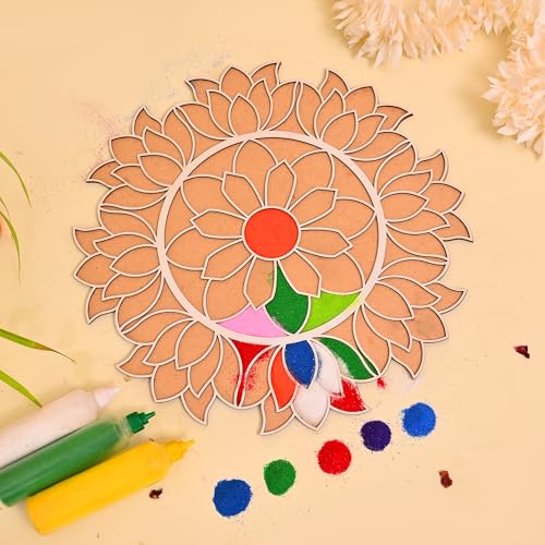 Image of Craftvatika Portable Rangoli Stencil, Decoration Item for Hall, Home and Diwali Gifts, 12 Inches Ananta Rangoli Design Stencils, Diwali Festival Item, Design 1
