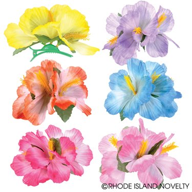 One Dozen Hibiscus Flower Hair Clips/LUAU/BEACH Party Supplies/Hair Accessories