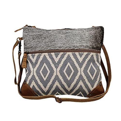Myra Bag Minute Small & Cross Body Bag Upcycled Canvas, Rug, Leather & Cowhide S-2657
