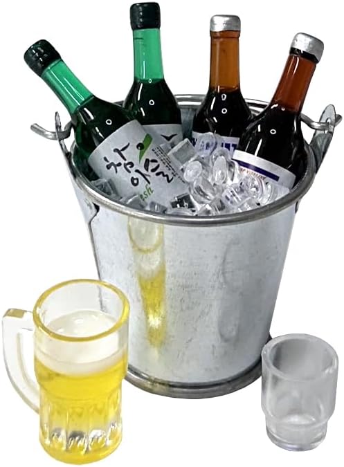 Generic Miniature Korean Food Someak (Soju Mixed with Beer) Set Play for Dollhouse 1:12 Scale Accessories Miniature Things Barbie Food, Small