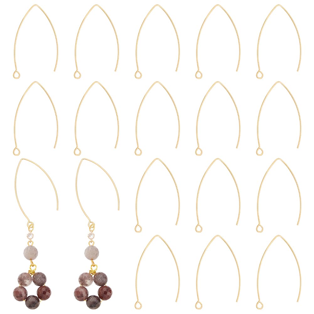 50 Crochets Boucles D’Oreilles Dorés Acier Inox 304 - Fil Long Avec Boucle Horizontale Pour Bijoux DIY