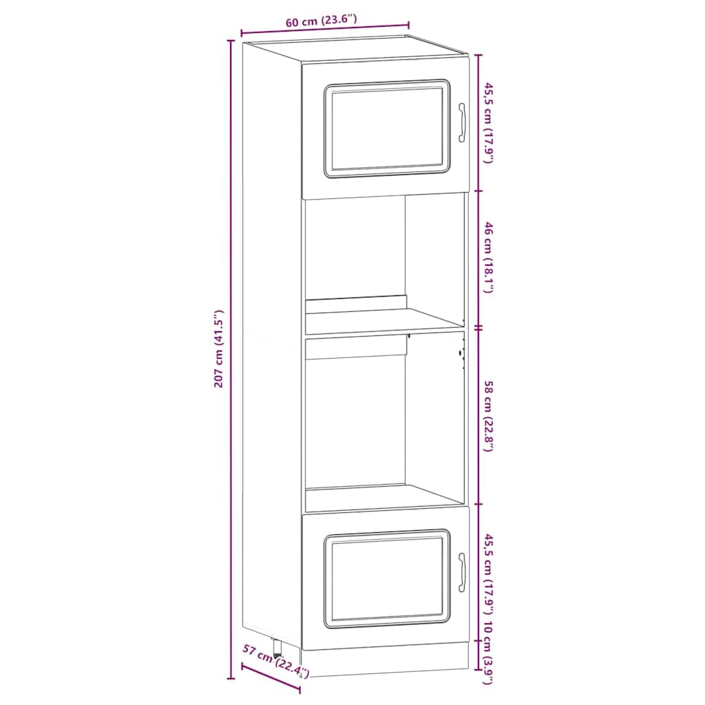 Set di 7 mobili da cucina Kalmar in legno di rovere affumicato, include mobiletti pensili, dispensa e pannello lavastoviglie