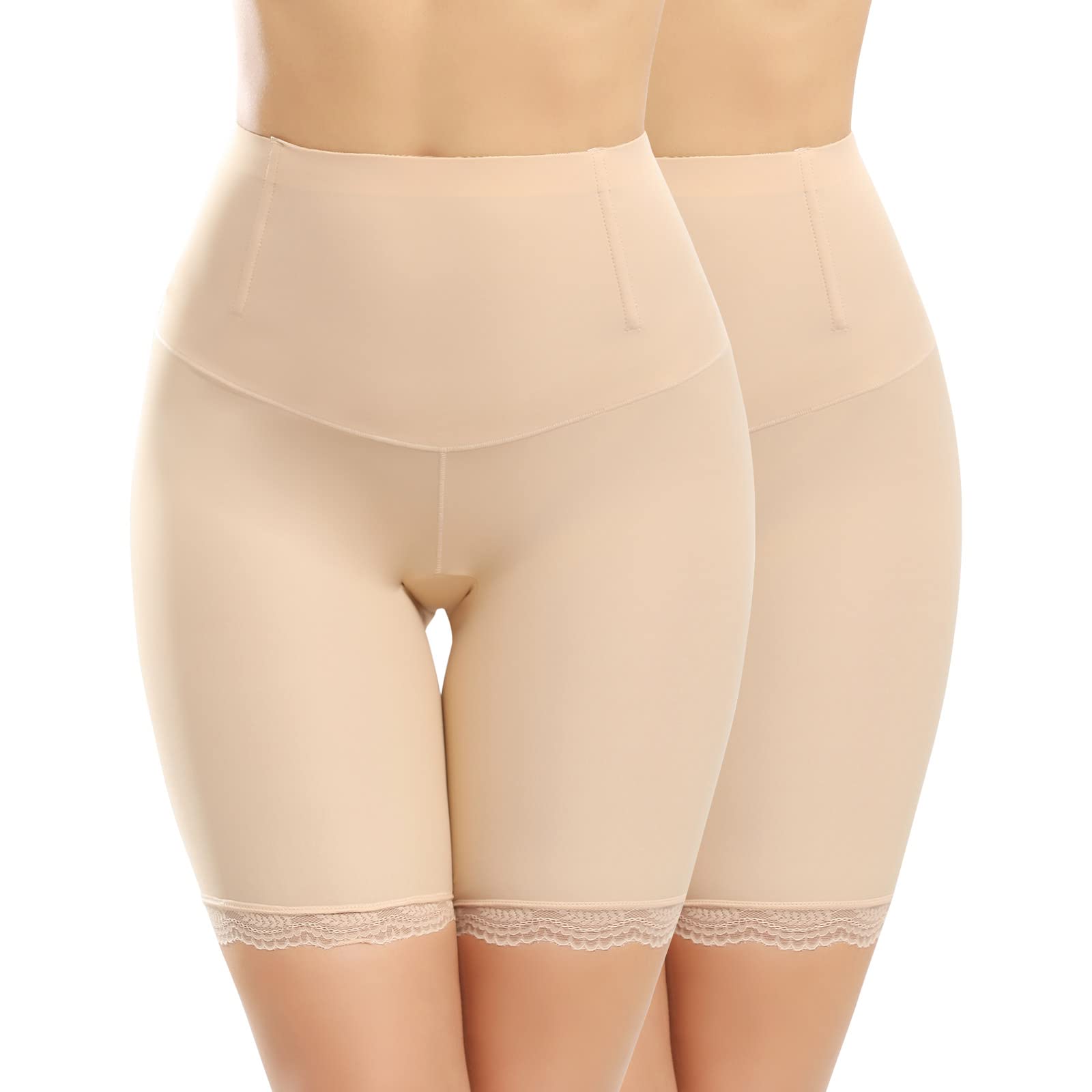 Xnova Damen Bauchweg Unterhose Miederpants Miederhose Shapewear, Anti-Chafing Spitzen Shorts Hipster Panty, Unter Rock Kurz Hose Blickdicht