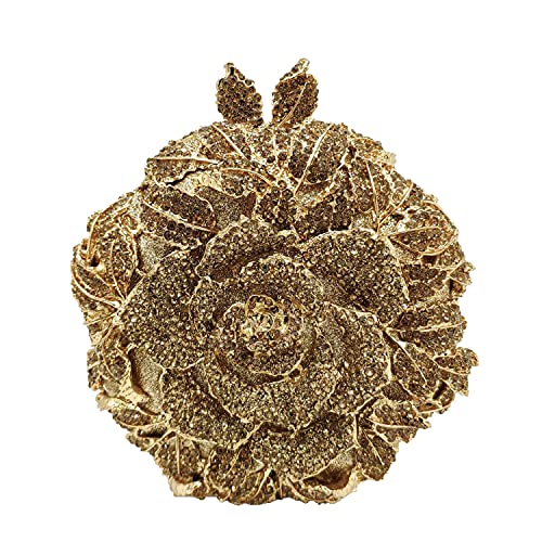Image of Boutique De FGG Mini Round Flower Crystal Clutch Purses for Women,Formal Evening Bags,Rose Wedding Clutch Bag Party Handbags